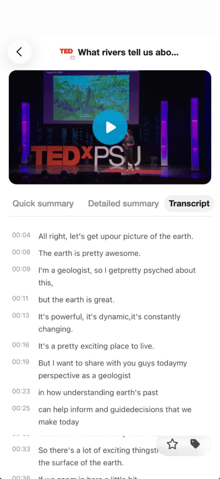 VoidBook 视频转写与 AI 摘要阅读界面